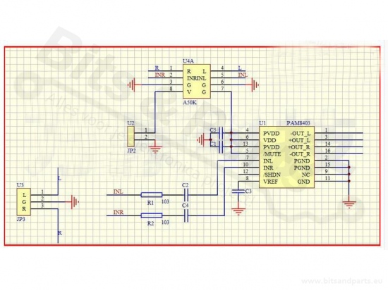 Audio amplifier mini 2x3W stereo 2,5-5V Class D with volume/power button